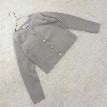 [르레브바니레] (M) 긴팔 샤기 니트 가디건 꽃 모티브 버튼