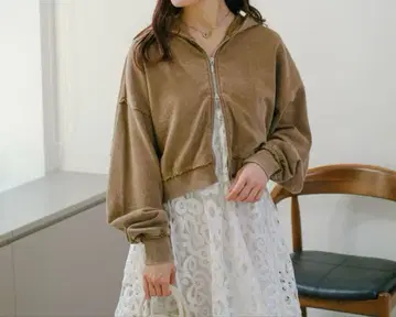 카스타네 더블 zip 후드 맨투맨 브라운 S