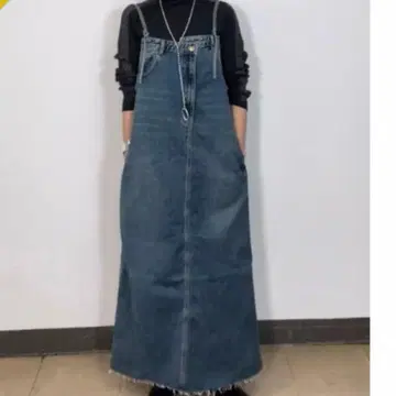 타임세일 최종 가격 금액 복귀 인기 폴리네 브로 데님 점프 스커트