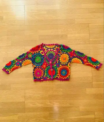 [빈티지] 컬러풀한 크로셰 뜨개질 가디건