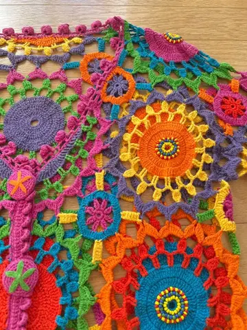 [빈티지] 컬러풀한 크로셰 뜨개질 가디건