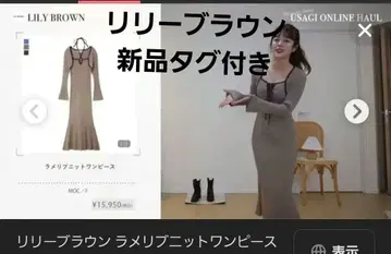 LILY BROWN 라메 리브 니트 원피스 브라운