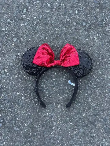 미니 마우스 머리띠 블랙과 빨간색 스팽글