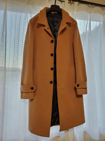 카멜색 체스터 코트 울 혼방