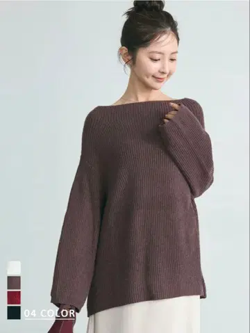 베이스먼트 온라인 [미사용 새상품] 드롭 숄더 니트 브라운