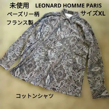 미사용 LEONARD HOMME PARIS 페이즐리 패턴 코튼 셔츠 XL