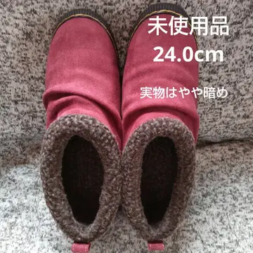 슬립온 부츠 24.0cm 새상품 안쪽 보아 와인 따뜻한 소재 스크롤