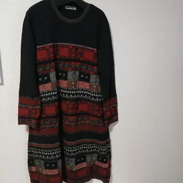 FUGAFUGA 기하학 패턴 긴팔 무릎 기장 원피스