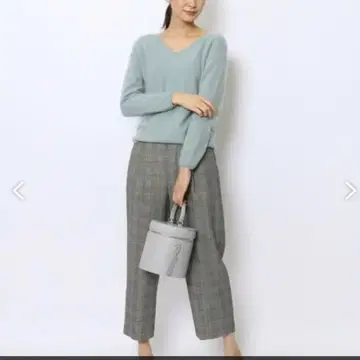 투모로우랜드 보르지 울 사키소니 체크 하이웨스트 턱 팬츠