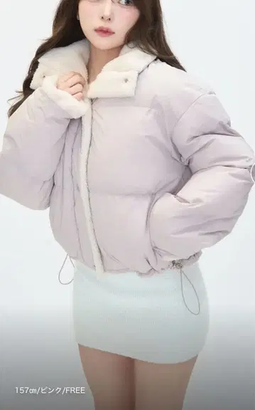 TITTY&CO. 보아 라이닝 다운 핑크 보아 다운 크롭