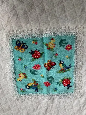 페이러 긴자와 레이스 민트 그린 손수건