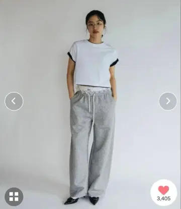 duei 레이스 장식 그레이 스웨트 팬츠