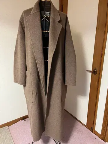 브라운 롱 코트 울 혼방