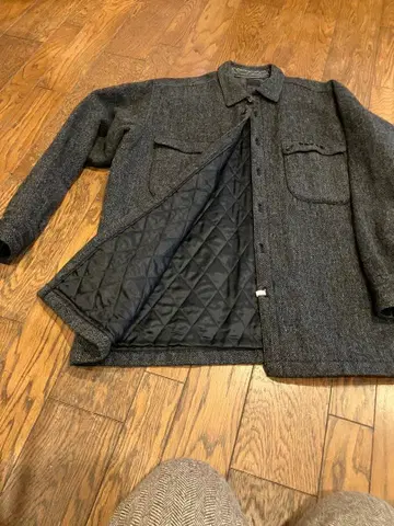 파파스 남성용 자켓 안감 누빔 해링본 그레이