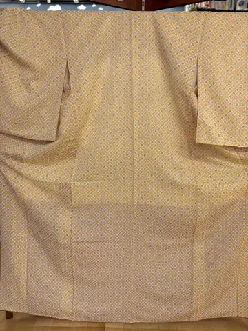 꽃무늬 코몬 기모노 옐로우 컬러 빨간색 안감