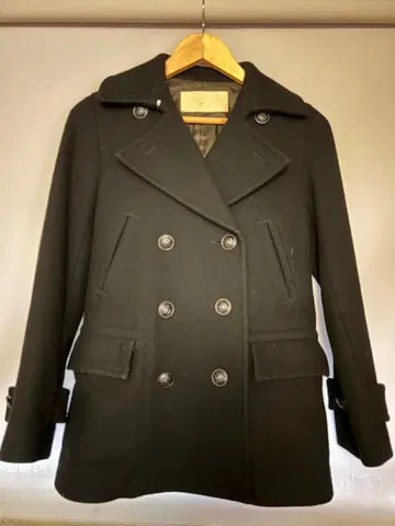 울 더블 브레스트 피코트 / 블랙