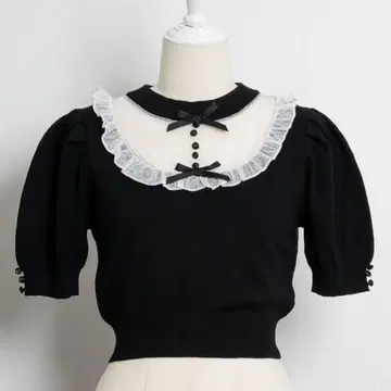 pium 튤 프릴 도리 니트탑