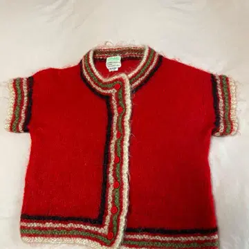 빨간색 숏 슬리브 가디건