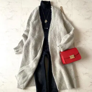 새상품급 스픽앤스팬 복슬복슬 퍼 니트 롱 가디건 루즈핏