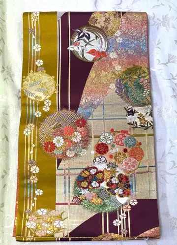 앤티크 후쿠로 오비 다이쇼 로망 순수 실크