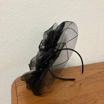 블랙 메쉬 플라워 머리띠