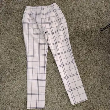 PLST 체크 무늬 슬림 핏 팬츠