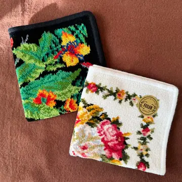 [ 미사용 새상품 ] FEILER 페이러 꽃무늬 손수건 2종 세트