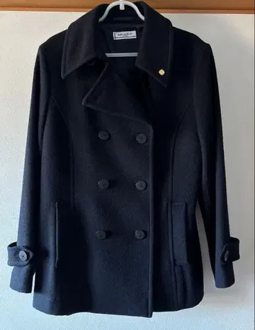 울 더블 브레스트 피코트 블랙