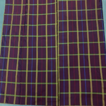 보라색과 빨간색 체크 무늬  기모노