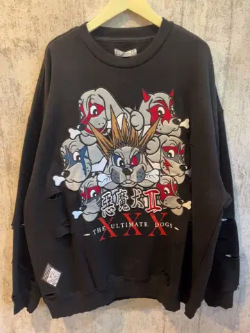 GALFY 개 캐릭터 맨투맨 블랙