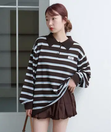 Kastane 보더 라거 폴로 니트 브라운