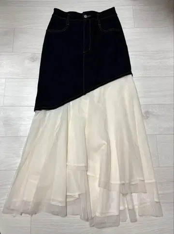 RESEXXY 튤 도킹 머메이드 스커트 데님 스커트