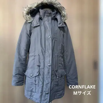 CORNFLAKE 그레이 퍼 후드 코트 M 사이즈 여성용