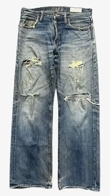 GAP 라이트 블루 인디고 크러쉬 데미지 스트레이트 데님