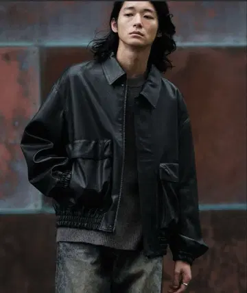 Wym 인조 가죽 쇼트 블루종