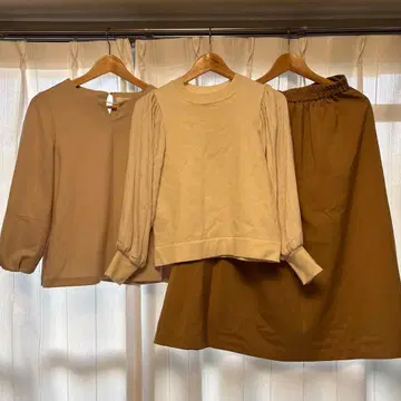 grove 베이지 크림색 상의 ROPE 스커트 세트