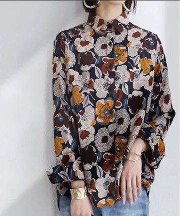 안티카 antiqua 시크한 레트로 꽃무늬 셔츠