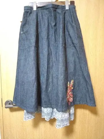 핑크하우스 PINKHOUSE 깅엄 바스켓 토끼 에이프런 부착 스커트