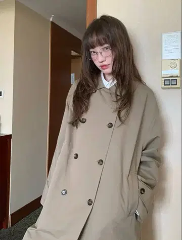 lumiyumi 성숙/러블리 미들 기장 둥근 카라 트렌치코트 은하소다