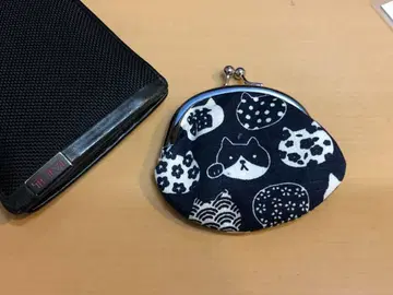 고양이 패턴 코인 케이스 네이비