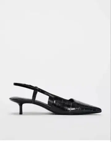 [ 미사용 새상품 ] zara 슬링백 키튼 힐 펌프스 블랙 복조리 포함