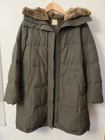 BEAMS HEART 브라운 카키 후드 부착 다운 코트 사이즈 1