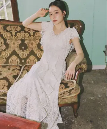 프릴 칼라 레이스 원피스