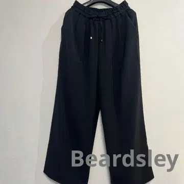 Beardsley 블랙 와이드 팬츠 허리밴딩