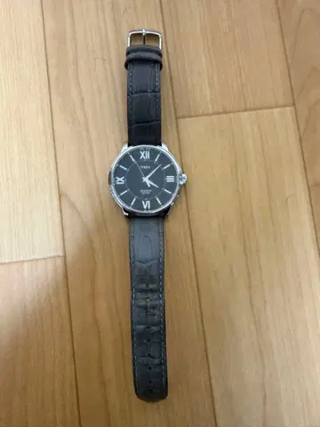TIMEX INDIGLO 블랙 가죽 스트랩 시계