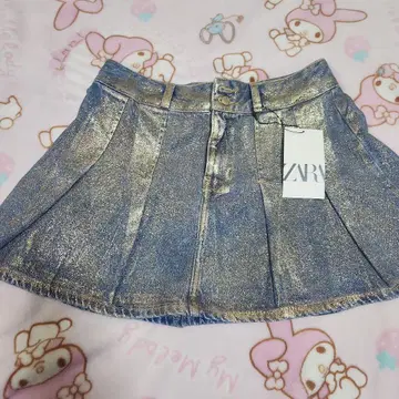 [ 미사용 새상품 ] ZARA 라메 스커트 XS 골드