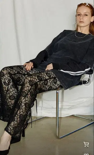 MAISON SPECIAL 블랙 레이스 플레어 팬츠 리본 포함