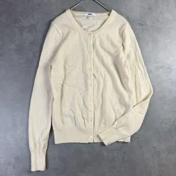 UNIQLO 유니클로 캐시미어 100% 크루넥 가디건 M 크림