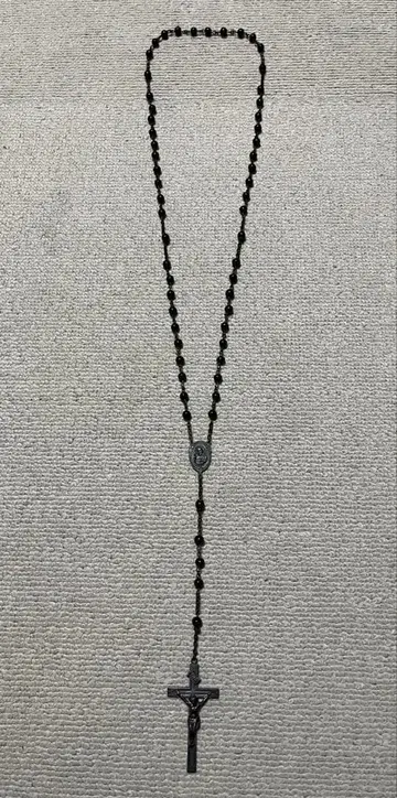 빈티지 로자리오 크로스 목걸이 블랙 비즈 마리아 실버 925