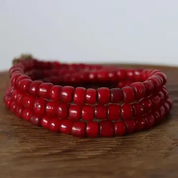 레어!! 화이트하츠 올드 비즈 약 7mm 한 줄 진한 빨간색 피 빨간색